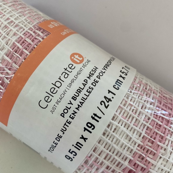 Poly Burlap Mesh Pink Checked Ribbon - Picture 2 of 3